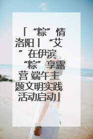 “粽”情洛阳丨“艾”在伊滨 “粽”享露营 端午主题文明实践活动启动