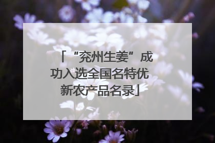 “兖州生姜”成功入选全国名特优新农产品名录