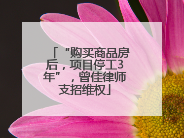 “购买商品房后，项目停工3年”，曾佳律师支招维权