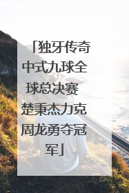 独牙传奇中式九球全球总决赛 楚秉杰力克周龙勇夺冠军