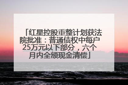 红星控股重整计划获法院批准：普通债权中每户25万元以下部分，六个月内全额现金清偿