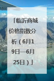 临沂商城价格指数分析（6月19日—6月25日）