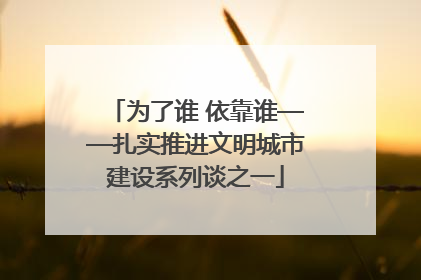 为了谁 依靠谁——扎实推进文明城市建设系列谈之一