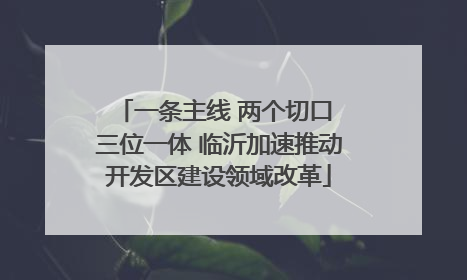 一条主线 两个切口 三位一体 临沂加速推动开发区建设领域改革