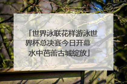 世界泳联花样游泳世界杯总决赛今日开幕 水中芭蕾古城绽放
