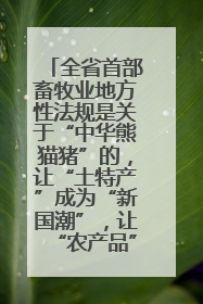 全省首部畜牧业地方性法规是关于“中华熊猫猪”的，让“土特产”成为“新国潮”，让“农产品”升格为“城市IP”