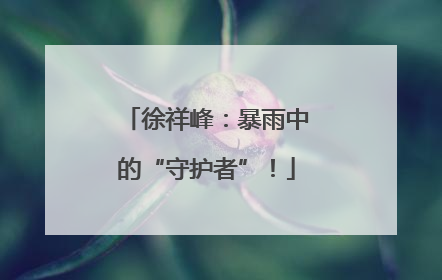 徐祥峰：暴雨中的“守护者”！