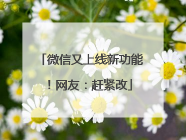 微信又上线新功能！网友：赶紧改
