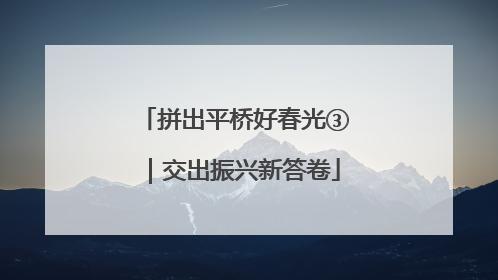 拼出平桥好春光③｜交出振兴新答卷