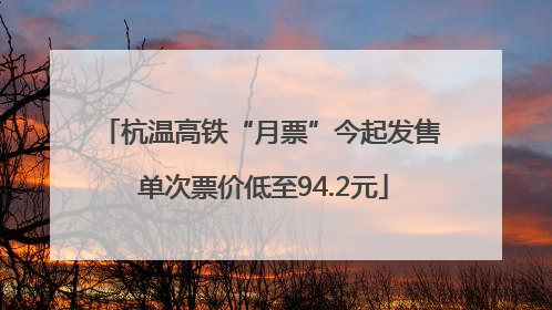 杭温高铁“月票”今起发售 单次票价低至94.2元