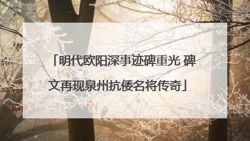 明代欧阳深事迹碑重光 碑文再现泉州抗倭名将传奇