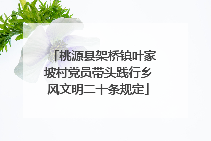 桃源县架桥镇叶家坡村党员带头践行乡风文明二十条规定