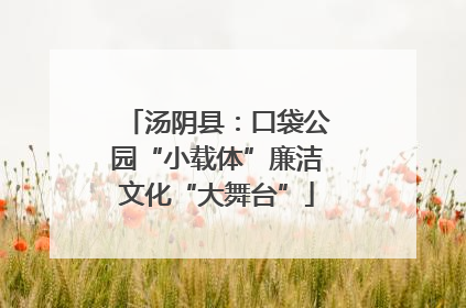 汤阴县：口袋公园“小载体”廉洁文化“大舞台”