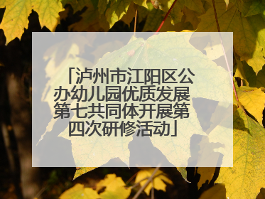 泸州市江阳区公办幼儿园优质发展第七共同体开展第四次研修活动