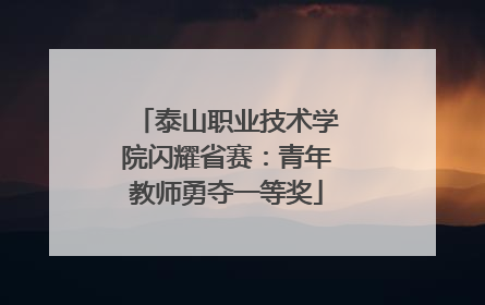 泰山职业技术学院闪耀省赛：青年教师勇夺一等奖