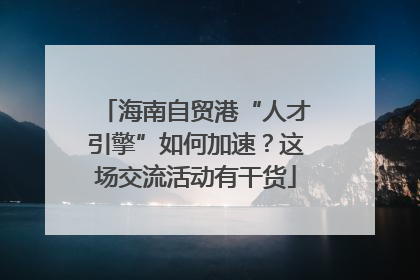 海南自贸港“人才引擎”如何加速？这场交流活动有干货