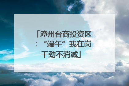 漳州台商投资区：“端午”我在岗 干劲不消减