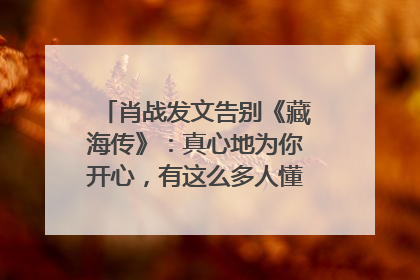 肖战发文告别《藏海传》：真心地为你开心，有这么多人懂你，导演回应“是否有第二季”