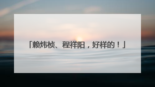 赖炜桢、程祥阳，好样的！