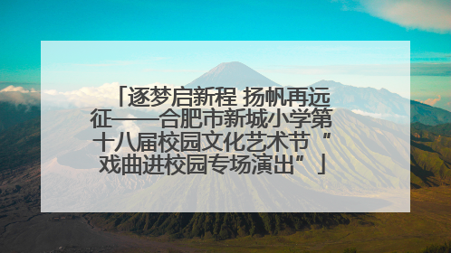 逐梦启新程 扬帆再远征——合肥市新城小学第十八届校园文化艺术节“戏曲进校园专场演出”