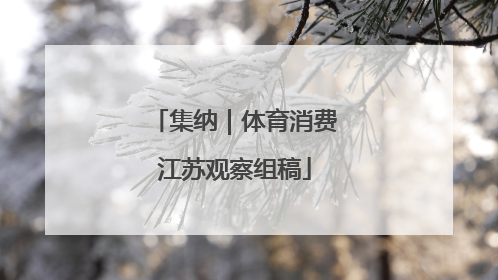 集纳｜体育消费江苏观察组稿