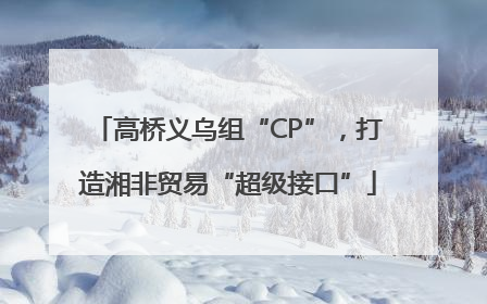 高桥义乌组“CP”，打造湘非贸易“超级接口”