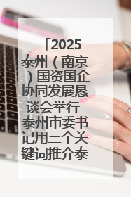 2025泰州（南京）国资国企协同发展恳谈会举行 泰州市委书记用三个关键词推介泰州