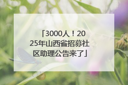 3000人！2025年山西省招募社区助理公告来了